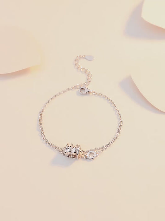 S999 Pure Silver Cubic Zirconia Timeless Capsule Bracelet